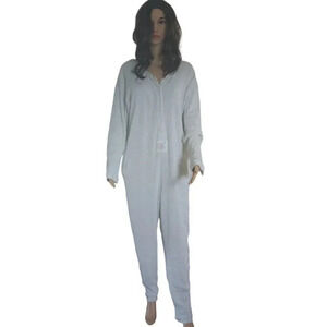Victoria’s Secret Y2K One Piece Long Jane Thermal Pajama Jumpsuit Ivory Size...